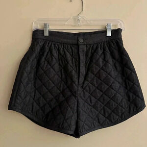 Rosae Paris Black Quilted High Waist Shorts